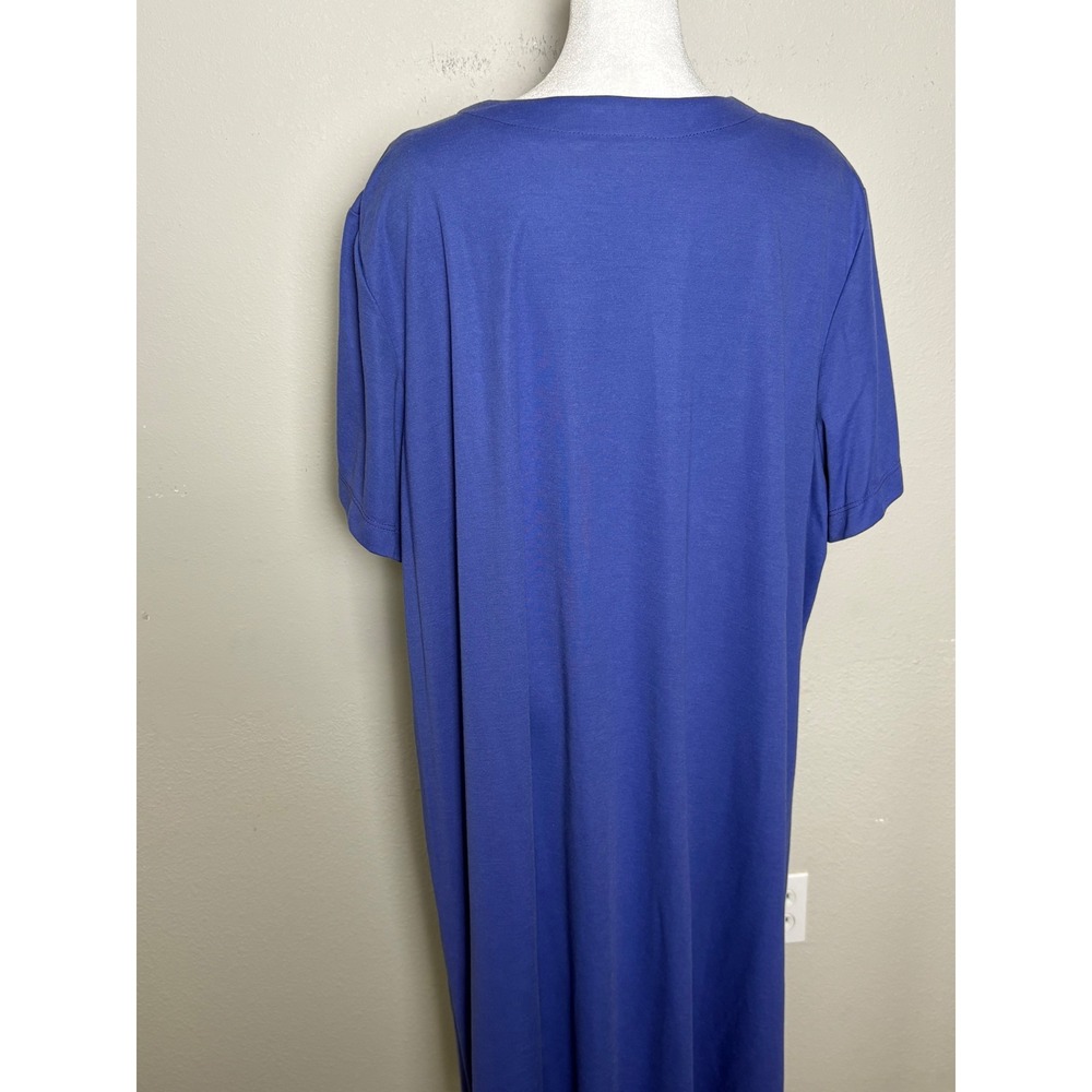 Susan Graver Everyday Liquid Knit Blue Short Sleeve Midi Dress Plus Size 3X - Picture 3 of 9